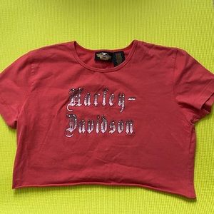 Harley Davidson Raw Hem Y2K tee